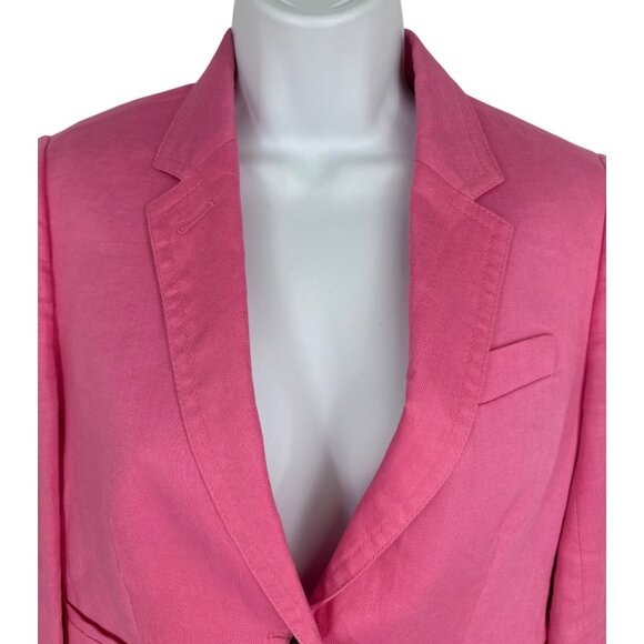J. Crew Schoolboy Long Sleeve 2 Button Pink Linen Womens Blazer Size 2 - Picture 2 of 10